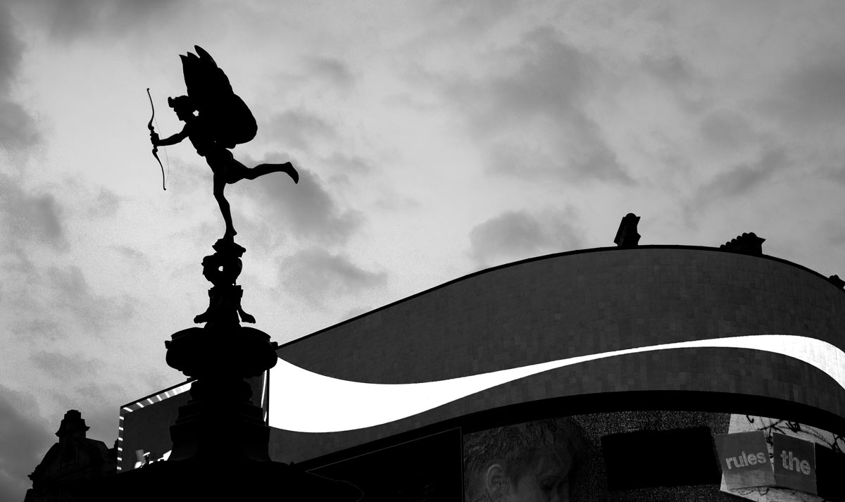 Statue of Eros Piccadilly London by photographer Del Manning